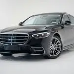 Mercedes S Class in profile, VIP transfer service with driver by Courchevel Transfert VIP